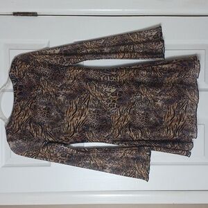 MakeMeChic Mini Dress Y2K Bell Sleeve Cheetah Leopard Print Party Girl Size M